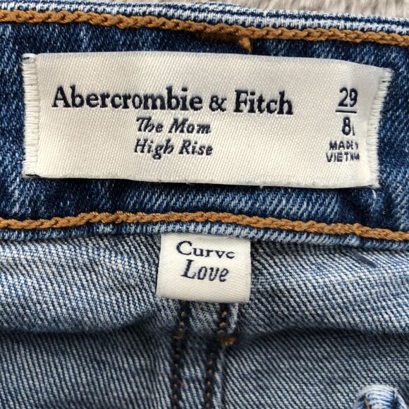 Abercrombie & Fitch Womens Mom Jeans 28/8 High Rise Curve Love Distressed Denim - Picture 3 of 14